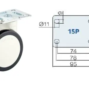 075MM/ RUEDA DOBLE LOCA SUJECIÓN PLATO