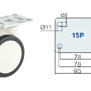 100MM/RUEDA DOBLE FRENO EXTERNO SUJECIÓN PLATO