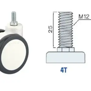 075MM/RUEDA DOBLE LOCA SUJECIÓN TORNILLO M12 P=1.75