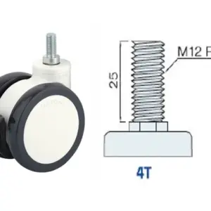 125MM/RUEDA DOBLE FRENO EXTERNO TOTAL SUJECIÓN TORNILLO M12 P=1.75