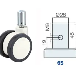 075MM/RUEDA DOBLE LOCA SUJECIÓN V.SÓLIDO