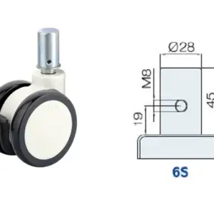 075MM/RUEDA DOBLE FRENO EXTERNO SUJECIÓN V.SÓLIDO
