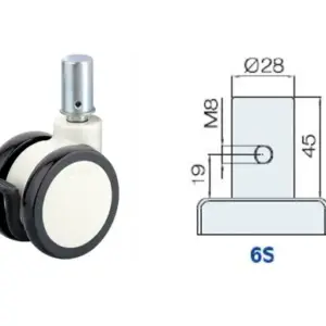 100MM/RUEDA DOBLE FRENO EXTERNO SUJECIÓN V.SÓLIDO