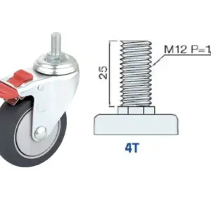 125MM/ RUEDA SENCILLA FRENO EXTERNO SUJECIÓN TORNILLO M12 P=1.75