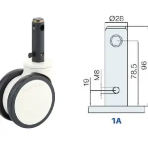 100MM/ RUEDA DOBLE FRENO INTERNO VÁSTAGO LARGO