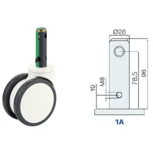 100MM/ RUEDA DOBLE FRENO Y DIRECCIÓN INTERNA VÁSTAGO LARGO