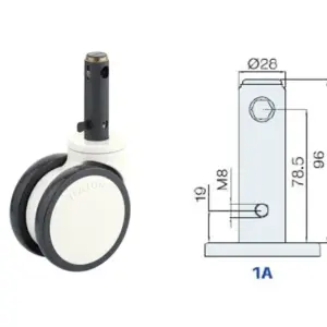 125MM/RUEDA DOBLE FRENO INTERNO TOTAL SUJECIÓN V. LARGO