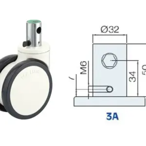 100MM/ RUEDA DOBLE FRENO + DIRECCIÓN INTERNO VÁSTAGO CORTO