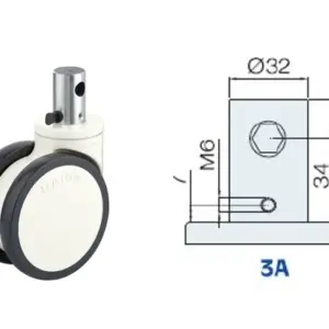 125MM/RUEDA DOBLE FRENO INTERNO TOTAL SUJECIÓN V. CORTO