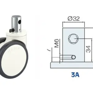 150MM/RUEDA DOBLE FRENO INTERNO TOTAL SUJECIÓN V. CORTO