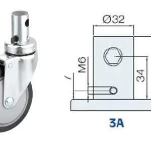 100MM/RUEDA SENCILLA FRENO INTERNO TOTAL V.CORTO