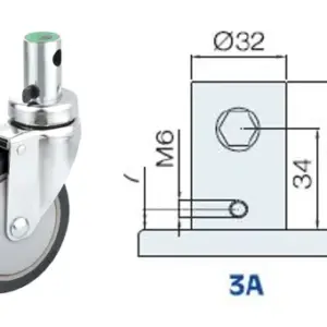 100MM/RUEDA SENCILLA FRENO INTERNO TOTAL+DIRECCIÓN V. CORTO
