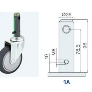100MM/RUEDA SENCILLA FRENO INTERNO TOTAL+DIRECCIÓN V. LARGO