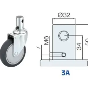 100MM/RUEDA SENCILLA FRENO INTERNO TOTAL V. CORTO