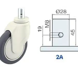 125MM/ RUEDA SENCILLA CON GIRO LIBRE Y VÁSTAGO SOLIDO