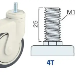 100MM/RUEDA SENCILLA FRENO EXTERNO DIRECCIÓN SUJECIÓN TORNILLO M12 P=1.75
