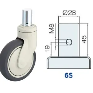 100MM/RUEDA SENCILLA LOCA SUJECIÓN V. SÓLIDO
