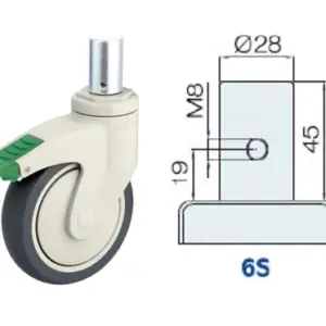 100MM/RUEDA SENCILLA FRENO EXTERNO DIRECCIÓN SUJECIÓN V.SÓLIDO