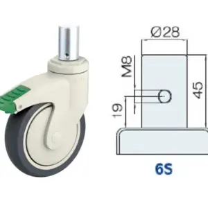 125MM/RUEDA SENCILLA FRENO EXTERNO DIRECCIÓN SUJECIÓN V. SÓLIDO