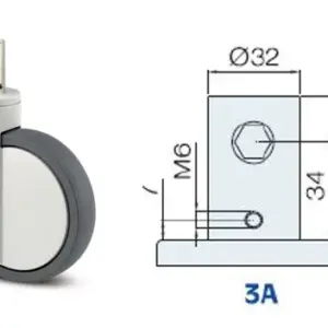 2044 UAX 200 R36-32S30 4XM6 SOPORTE ESPIGA CORTA 32MM FRENO CENTRALIZADO (3P) 200MM.