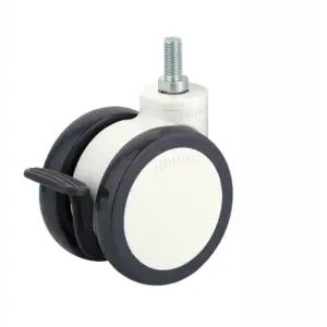 100MM/RUEDA DOBLE GRADO MÉDICO CON SUJECION DE TORNILLO M12 P=1.75 Y FRENO EXTERNO.