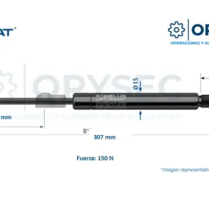 Amortiguador Lift O Mat 1904us 150n De Fuerza 307mm Largo Total, 115mm De Carrera