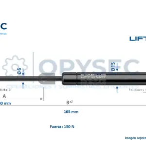 AMORTIGUADOR LIFT-O-MAT 40mm CARRERA 155mm LARGO