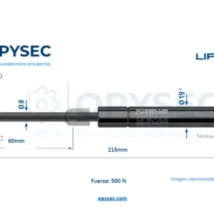 AMORTIGUADOR LIFT-O-MAT 60mm CARRERA 205mm LARGO