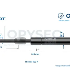 Amortiguador Lift O Mat 298544 500n De Fuerza 445mm Largo Total, 160mm De Carrera