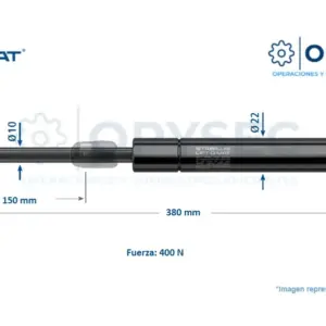 Amortiguador Lift O Mat 403690 400n De Fuerza 385mm Largo Total, 150mm De Carrera