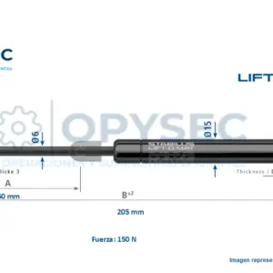 AMORTIGUADOR LIFT-O-MAT 60mm CARRERA 195mm LARGO