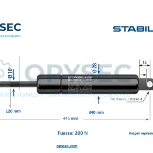 Amortiguador Bloc O Lift 684023 200n De Fuerza 445mm Largo Total, 120mm De Carrera