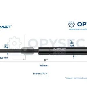 AMORTIGUADOR LIFT-O-MAT 200mm CARRERA 485mm LARGO