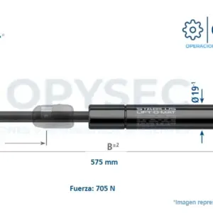 Amortiguador Lift O Mat 799972 705n De Fuerza 575mm Largo Total, 200mm De Carrera