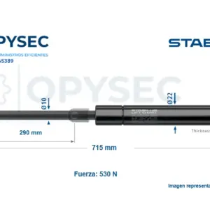 AMORTIGUADOR LIFT-O-MAT 290mm CARRERA 705mm LARGO