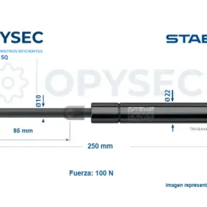Amortiguador Lift O Mat 8851sq 100n De Fuerza 240mm Largo Total, 85mm De Carrera