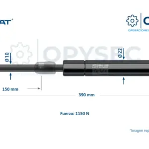 Amortiguador Lift O Mat 94994 1150n De Fuerza 390mm Largo Total, 150mm De Carrera