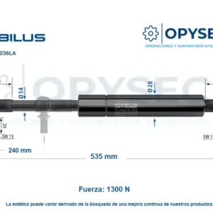 AMORTIGUADOR LIFT-O-MAT 200mm CARRERA 535mm LARGO