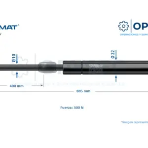 AMORTIGUADOR LIFT-O-MAT 400mm CARRERA 885mm LARGO