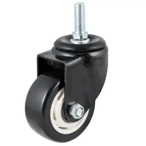 RODAJA DE PVC NEGRO C/ESPIGA ROSCADA