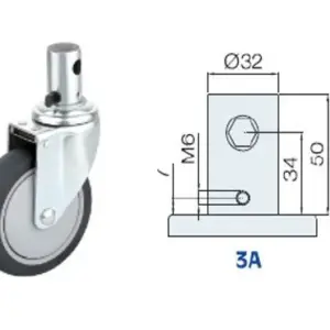150MM/RUEDA SENCILLA FRENO INTERNO TOTAL SUJECIÓN V. CORTO
