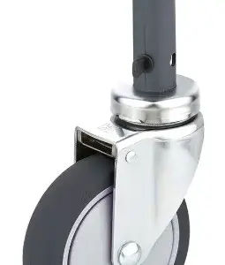 150MM/RUEDA SENCILLA CON SISTEMA DE FRENADO INTERNO DE 2 PASOS (GIRO LIBRE Y FRENO TOTAL), ANGULACIÓN DE FRENO 45° Y VÁSTAGO LARGO DE 96MM X 28MM.